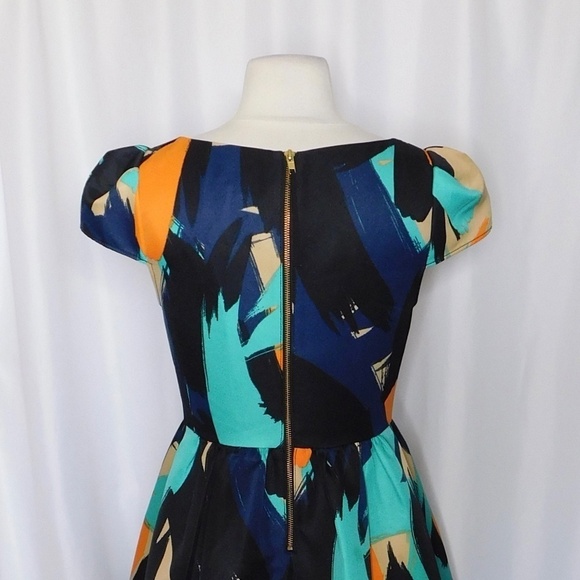 Anthropologie MOULINETTE SOEURS Pinion Abstract Brushstroke Fit N’ Flare Dress 4 - Picture 11 of 16